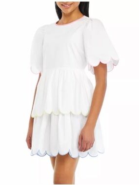 English Factory Women's Scallop Embroidery Mini Dress